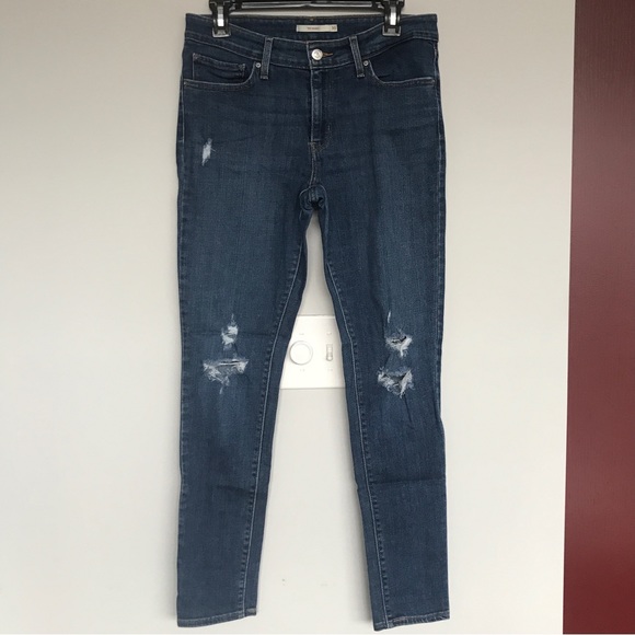 Levi's Denim - Levi’s 711 Skinny Distressed Medium-Dark Blue Jeans Size 30